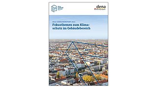 Grafik, Deckblatt des Gebäudereports 2021 der Deutschen Energie-Agentur.