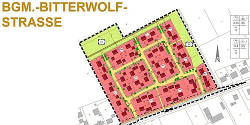 Grafik, Bebauungsplan für die Gemeinde Bitterwolf