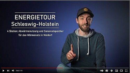 Grafik, Screenshot aus dem Video "Energietour Schleswig-Holstein: 10. März 23 Abwärmenutzung & Saisonalspeicher, Wärmenetz in Meldorf" als Vorschaubild