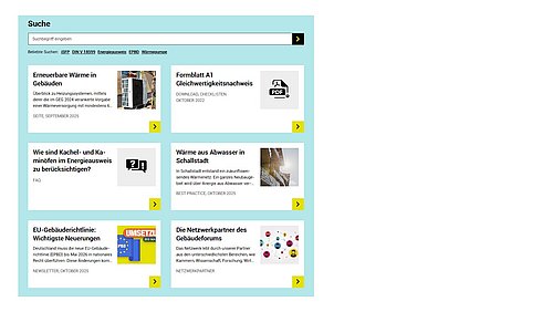 Grafik, Screenshot der Startseite des Gebäudeforums klimaneutral.