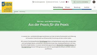 Grafik, Screenshot der Website des Institut für Baubiologie + Nachhaltigkeit IBN