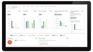 Grafik, Beispielhafte Darstellung der Performance (engl. für Leistungsfähigkeit) eines Gebäudes in einem digitalen Materialkataster.