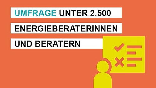 Grafik mit Text "Umfrage unter 2500 Energieberaterinnen und Beratern".