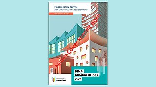 Grafik, Deckblatt des Updatereports September des Gebäudereports 2025 der Deutschen Energie-Agentur.